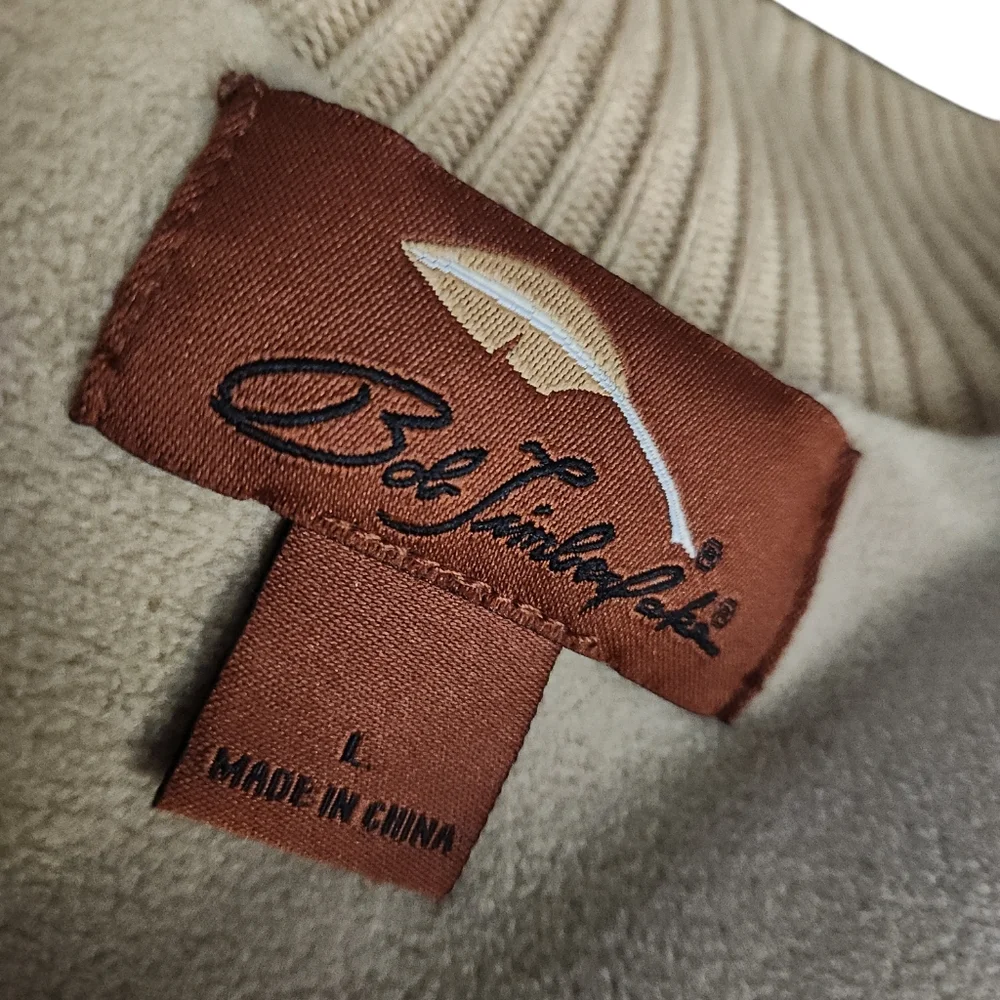 Men's Bob Timberlake Full Zip Suede Shoulder‎ Sweater Jacket Size Large